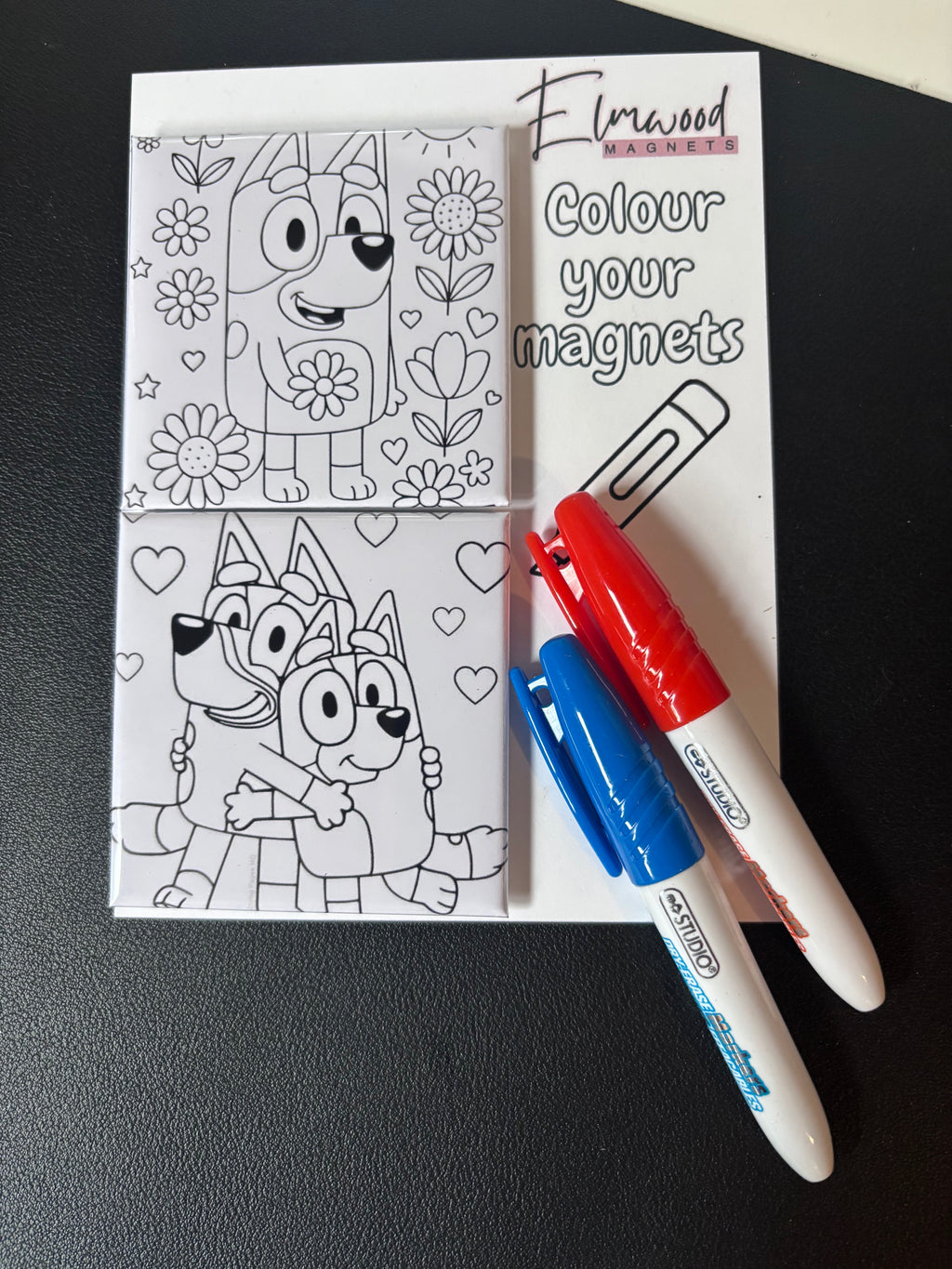 Colour-your-own dry erase magnets